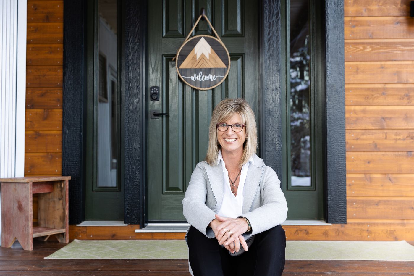 Cathy Graham on the front steps of a Kimberley home